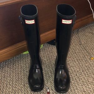 Worn once, high black HUNTER boots